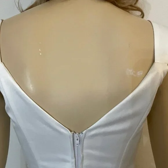 Aspeed white wedding gown corset rhinestone top 3-layer chiffon skirt EUC Size 4 - Picture 7 of 11